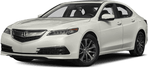 白色Acura轎車，配備合金輪圈和流暢設計。