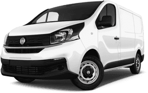 白色Fiat商用客貨車，帶有黑色飾條和銀色輪圈。