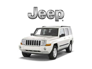 白色背景上帶有品牌標誌的白色Jeep SUV — 吉普 壁紙