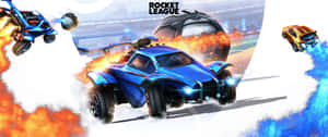 Rocket League賽車在體育場內以火焰和煙霧效果競速。 — 4K 火箭聯盟 壁紙