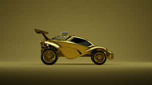 金色未來主義跑車，帶大型後翼和暴露引擎，在漸變背景上 — Studio Display 壁紙