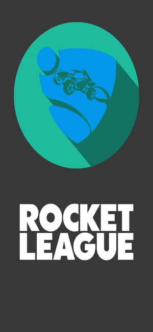 Rocket League 遊戲標誌，在深灰色背景上的青綠色圓圈內有汽車和球。 — iPhone 18 壁紙