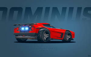 深藍色背景上帶有發光藍燈的紅色Rocket League Dominus賽車。 — 電玩遊戲 GIF 壁紙