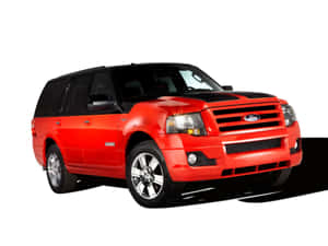 白色背景上帶有黑色點綴的紅色福特 Expedition SUV — 福特 壁紙