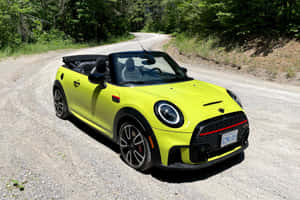 森林碎石路上的黃色MINI Cooper敞篷車 — Surface Pro 壁紙