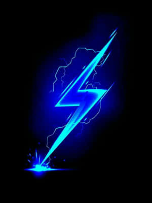 一道發光的藍色閃電從上方擊中黑色背景。 — 閃電 壁紙