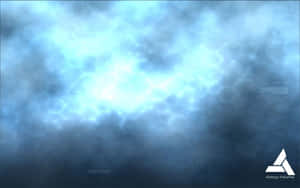 藍色能量爆炸穿過暴風雲，帶有數位介面元素。 — 1280x800 壁紙