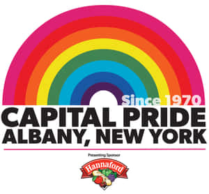 帶有彩虹和贊助商的Capital Pride Albany New York標誌 — 驕傲 GIF 壁紙