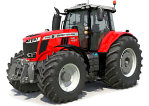 白色背景上帶有大輪胎的紅色Massey Ferguson拖拉機 — 老福特卡車 壁紙