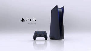 PlayStation 5 主機和控制器在白色背景上，帶有標誌 — PS5 動態圖片 壁紙