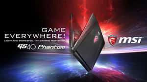 MSI GS40 Phantom遊戲筆記型電腦漂浮在色彩繽紛的宇宙場景中。 — 微星 壁紙