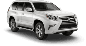 白色 Lexus GX SUV，帶有鍍鉻細節和合金輪圈。