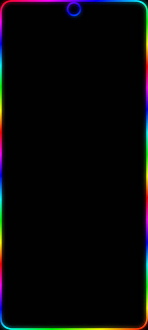 帶有彩虹發光邊框和黑色螢幕的智慧型手機。 — iPhone 14 Pro Max 壁紙