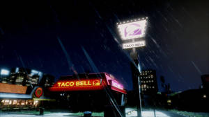雨夜中，被霓虹燈照亮的Taco Bell餐廳。 — 塔可 壁紙