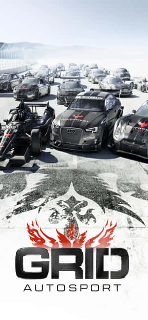 黑色賽車在積雪賽道上，附有GRID AUTOSPORT標誌。 — 電玩遊戲 GIF 壁紙