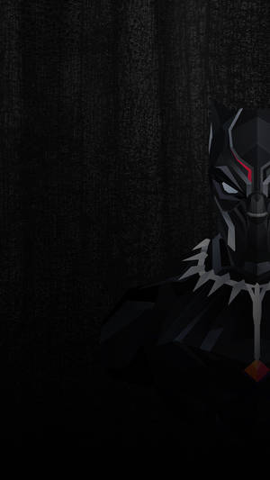 低多邊形風格的Black Panther，發光的眼睛和紅色點綴在深色紋理背景上。 — 黑豹 壁紙