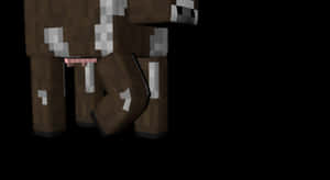 黑色背景上帶有粉紅色乳房的方塊狀Minecraft牛 — 乳牛動圖 壁紙