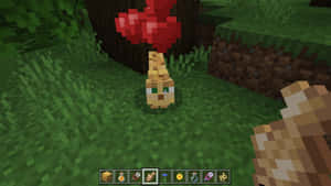 草地森林中的Minecraft狐狸，附近有紅色蘑菇。 — 我的世界 壁紙