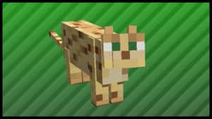 綠色條紋背景上的像素化Minecraft貓 — 我的世界苦力怕 壁紙