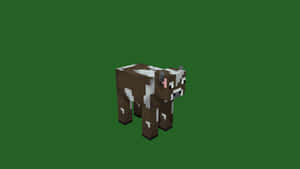 Minecraft方塊風格的像素乳牛，綠色背景 — 低對比 壁紙