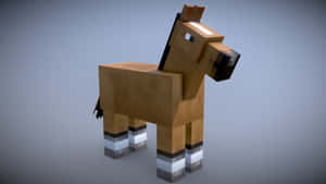方塊狀棕色馬，白色襪子，Minecraft風格，灰色背景 — 高解析度馬匹 壁紙