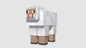 一隻方塊狀的白色羊，有棕色臉和腿，Minecraft風格。 — 羊 壁紙