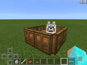 Minecraft草地上木箱中的一隻像素狼。 — 我的世界苦力怕 壁紙