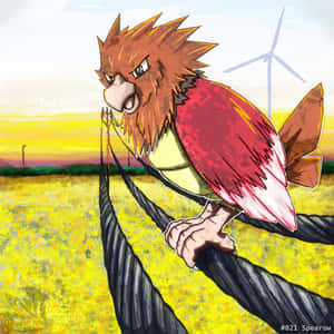 夕陽下，電線上棲息著一隻憤怒的卡通鳥。 — 電玩遊戲 GIF 壁紙