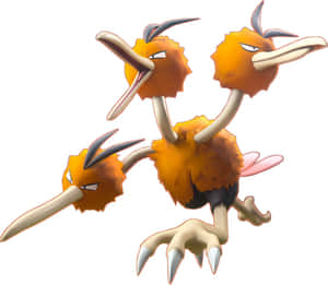 三頭橙色鳥Pokémon，有憤怒的眼睛和尖銳的爪子。 — 電玩遊戲 GIF 壁紙