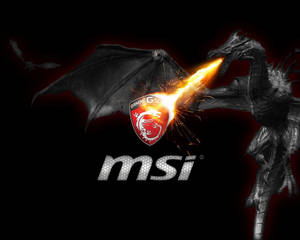 黑龍在MSI Gaming標誌上噴火，火花四濺。 — Msi 電競 壁紙