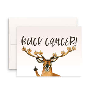 卡通鹿以手形鹿角豎起中指，附有文字 buck cancer — 鹿 GIF 壁紙