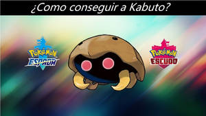 Kabuto 寶可夢，粉紅色眼睛和殼，位於帶有遊戲標誌的彩虹漸變背景上。 — 寶可夢 壁紙