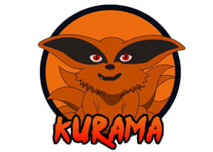 一隻橙色卡通狐狸，紅眼睛，下方有名字Kurama。 — 庫洛米 壁紙
