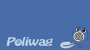 Poliwag寶可夢角色，有螺旋形嘴巴，在藍色背景上。 — 可愛的機器人 壁紙