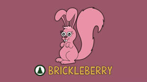 粉紅色卡通松鼠標誌，帶有「BRICKLEBERRY」文字和樹木圖標。 — 可愛 壁紙