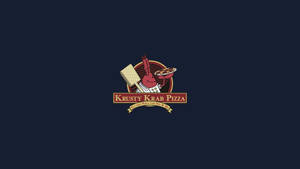 Krusty Krab Pizza 標誌，蟹拿著披薩和鍋鏟。 — 蟹老闆 壁紙