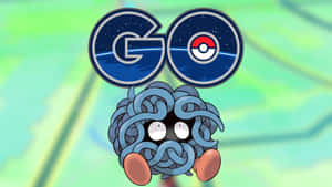 在帶有精靈球的「GO」標誌下方，一隻大眼睛的藍色寶可夢角色。 — 電玩遊戲 GIF 壁紙