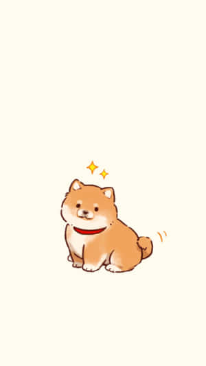 一隻頭頂有閃光的快樂卡通柴犬幼犬。 — 卡通狗 壁紙