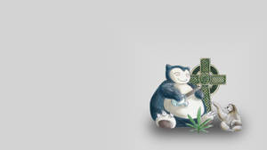 卡通樹懶和貓狀生物，帶有十字架和大麻葉。 — 禪 GIF 壁紙