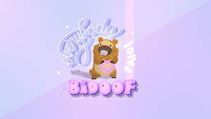 可愛的比多夫拿著一個心形，上面有 everybody loves Bidoof 的文字。 — 桌面 壁紙