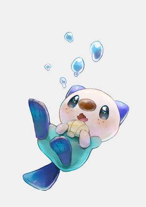 一隻卡通水獺向上游，氣泡從嘴裡升起。 — 秋季 壁紙