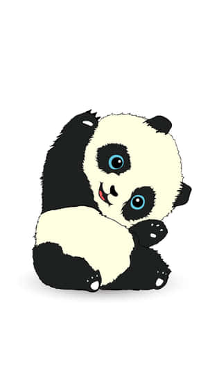 一隻藍眼睛的卡通熊貓擁抱自己。 — 可愛熊貓 壁紙
