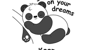 睡覺的熊貓卡通，附有關於夢想的勵志文字 — 睡眠 壁紙