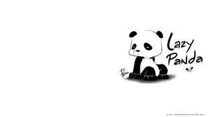 一隻卡通熊貓坐著，旁邊有「Lazy Panda」文字。 — 可愛熊貓 壁紙