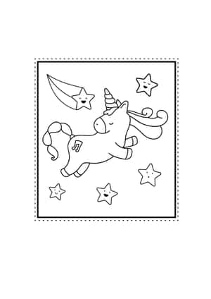 一隻微笑的卡通獨角獸在星星和彎月之間奔跑。 — 星星 壁紙