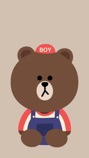 一隻穿著吊帶褲和帶有BOY字樣紅色帽子的卡通熊。 — 可愛熊 壁紙