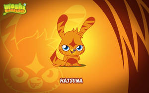 來自 Moshi Monsters 的 Katsuma，一隻有著藍色眼睛的橙色卡通怪物。 — 動漫惡魔 壁紙