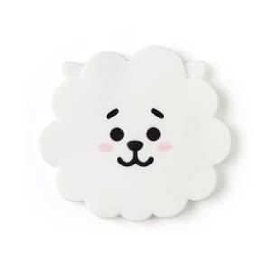 一隻可愛的卡通狗，有毛茸茸的白色毛髮和粉紅色臉頰。 — Shooky Bt21 壁紙