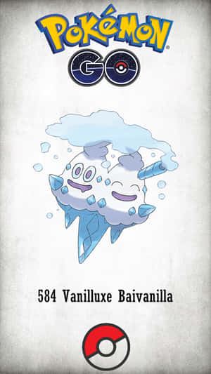 Vanilluxe 微笑的冰淇淋雲寶可夢，帶有冰柱和霜凍氣泡 — 電玩遊戲 GIF 壁紙