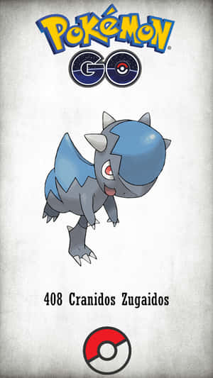 來自Pokémon GO遊戲的頭蓋龍寶可夢卡，附有精靈球標誌。 — 可愛寶可夢 壁紙